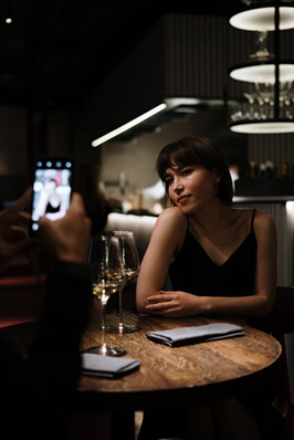 A woman in a restaurant A woman in a restaurant