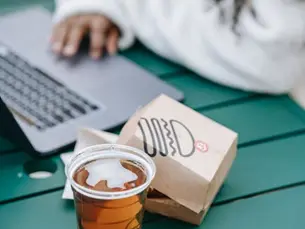 A woman at a cafe