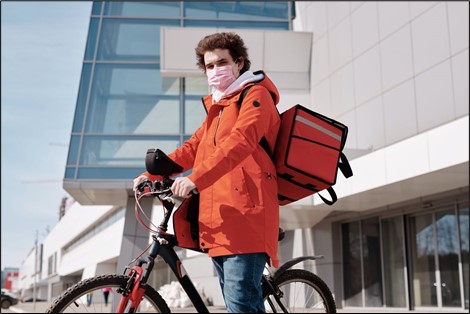 Food Delivery Man with a Bicycle Food Delivery Man with a Bicycle