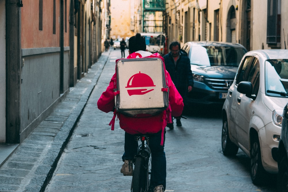delivery person on a bike