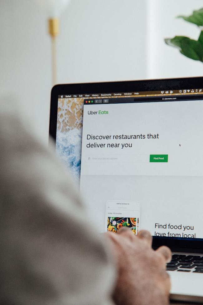 A laptop screen showing uber eats