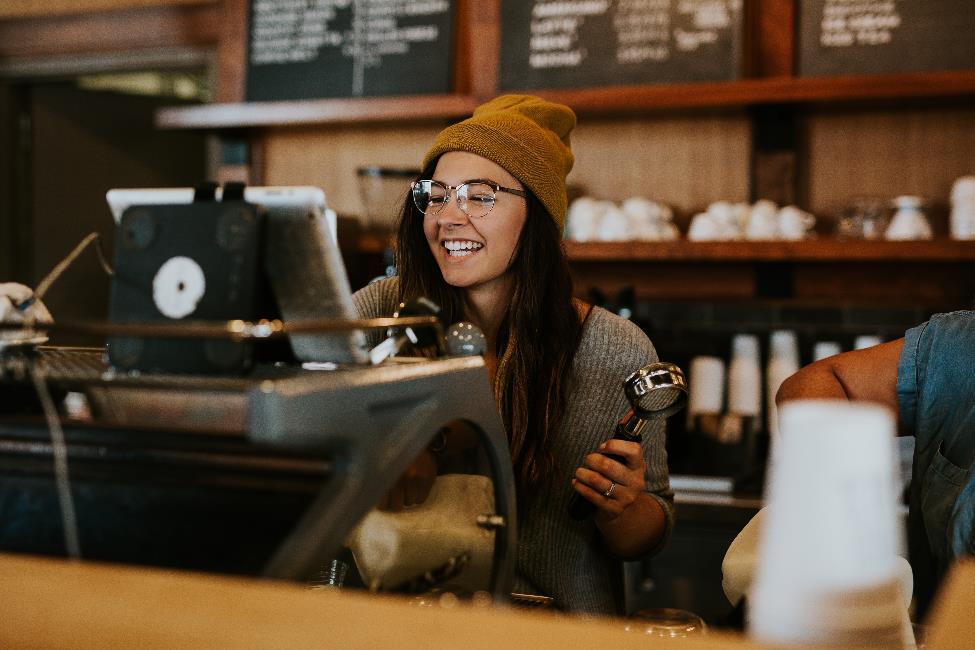 smiling girl with glasses