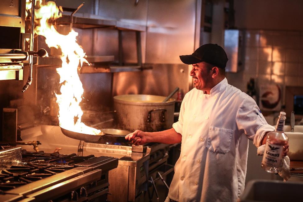 Cooking in the kitchen