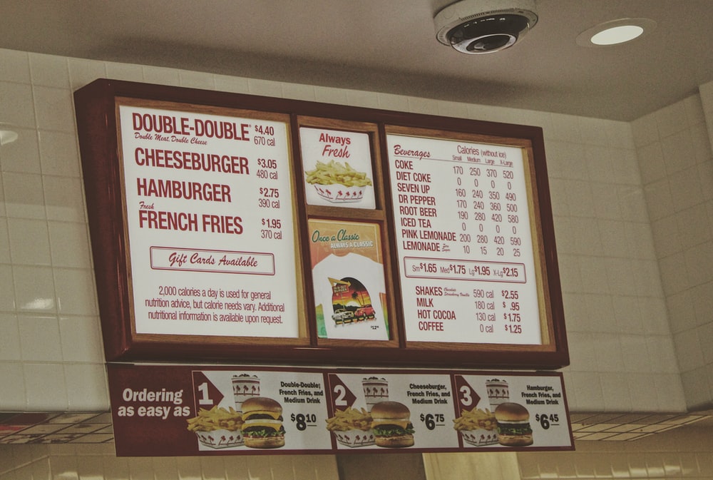 An old fashion burger menu