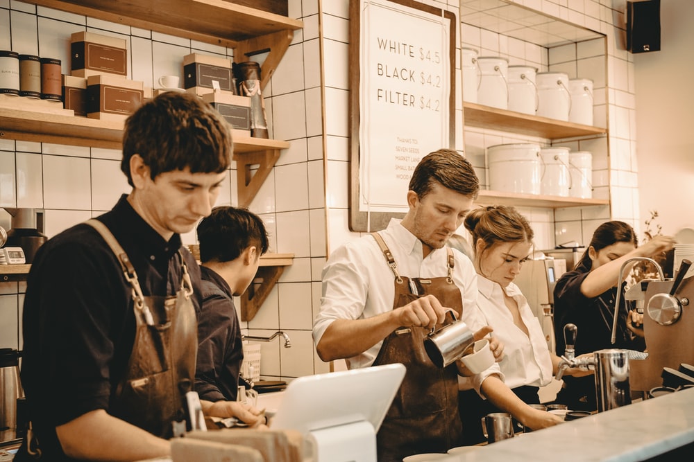 A coffee shop during a busy time